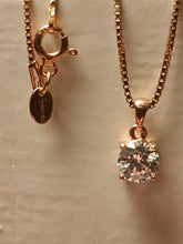 Load image into Gallery viewer, Rose Gold overlay Sterling Silver Swarovski Zirconia Pendant.