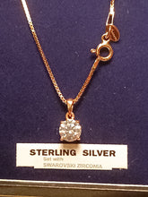 Load image into Gallery viewer, Rose Gold overlay Sterling Silver Swarovski Zirconia Pendant.