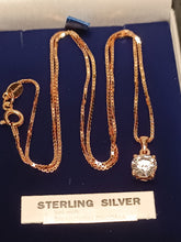 Load image into Gallery viewer, Rose Gold overlay Sterling Silver Swarovski Zirconia Pendant.