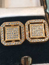 Load image into Gallery viewer, Gold overlay Sterling Silver Zirconia Stud Earrings