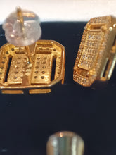 Load image into Gallery viewer, Gold overlay Sterling Silver Zirconia Stud Earrings