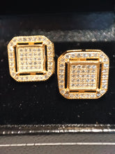 Load image into Gallery viewer, Gold overlay Sterling Silver Zirconia Stud Earrings