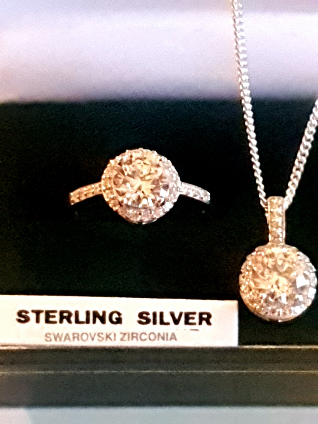 Swarovski Zirconia Silver Ring & Pendant Set