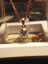 Load image into Gallery viewer, Rose Gold overlay Sterling Silver Swarovski Zirconia Pendant.
