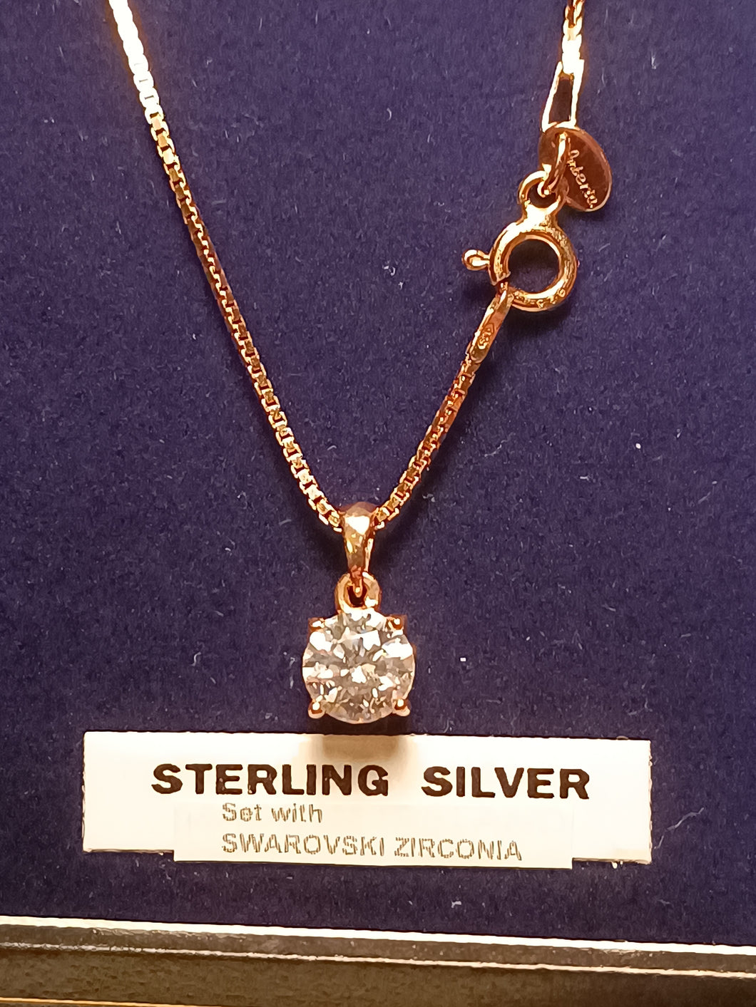 Rose Gold overlay Sterling Silver Swarovski Zirconia Pendant.