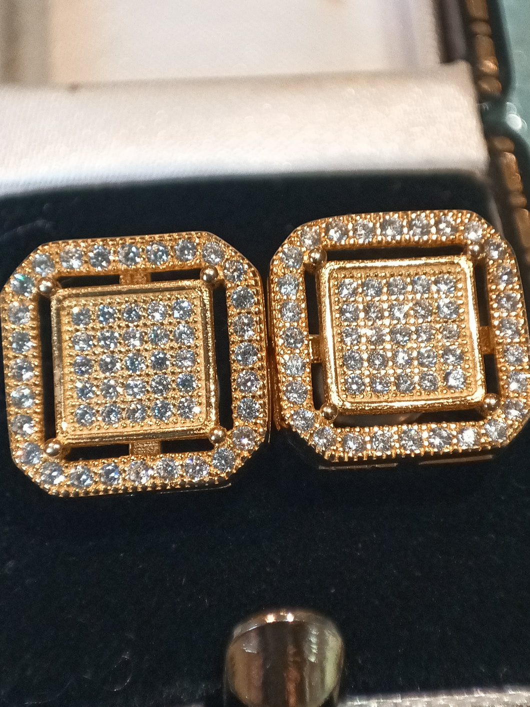 Gold overlay Sterling Silver Zirconia Stud Earrings